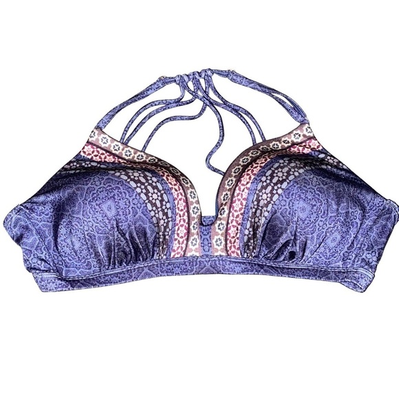 Athleta Women's Strappy Bikini Top XL - Blue Pattern - Picture 1 of 4